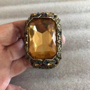 Heidi Daus Irresistible Impressions Citrine Colored Hinged Cuff Bracelet